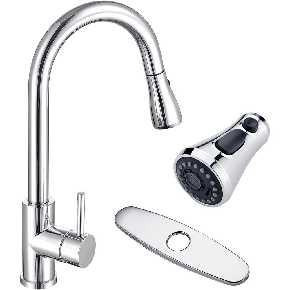 Brushed Nickel Kitchen Sink Faucet Pull down Sprayer Stainless‎ Steel Kitchen